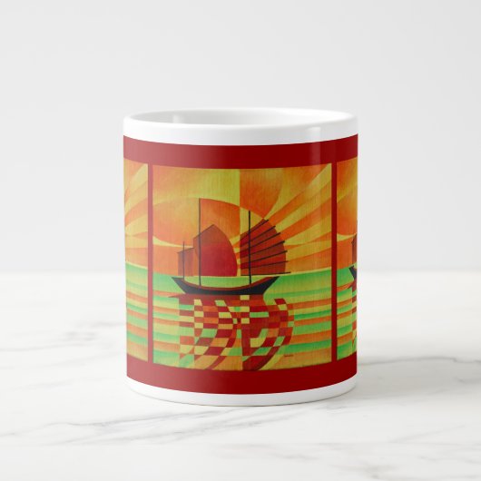 Grande Tasse Junk on Sea of Green Cubist Abstrait (Devant)
