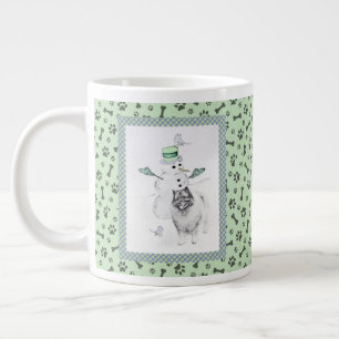 Grande Tasse Keeshond Noël Snowman Peinture Chien Art