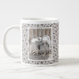 Grande Tasse Keeshonds at the Gate Painting - Original Dog Art