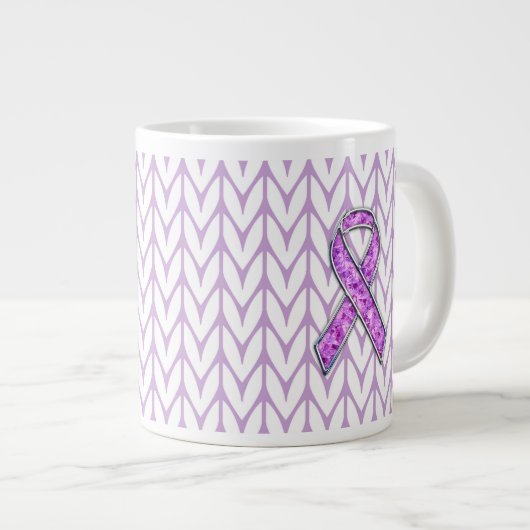Grande Tasse Knit de sensibilisation au ruban rose de style cri (Devant droit)
