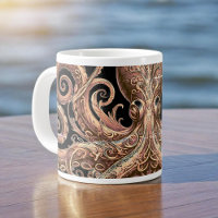 Kraken Steampunk Octopus Ornate Gold et Noir