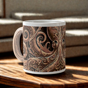 Grande Tasse Kraken Steampunk Octopus Ornate Gold et Noir