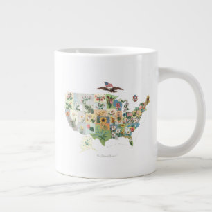 Grande Tasse La carte des fleurs des États-Unis - notre bouque