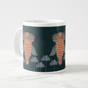 Grande Tasse La chouette de sagesse et de fleurs