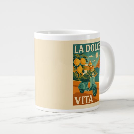 Grande Tasse La Dolce Vita - Retro Voyage de la côte italienne (Devant droit)