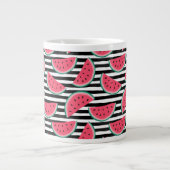 Grande Tasse La douce pastèque sur le Motif noir et blanc (Devant)