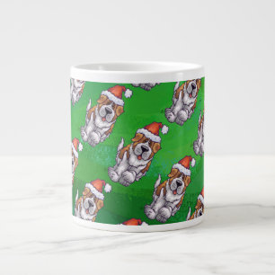 Grande Tasse La mignonne St Bernard en Motif Casquette sur Vert