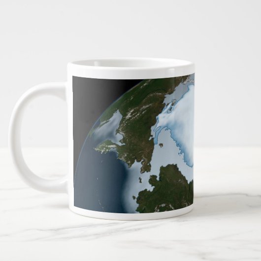Grande Tasse La Planète Terre Montre La Couverture De Glace De  (Gauche)