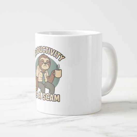 Grande Tasse La productivité est une arnaque - Lazy Sloth Funny (Devant droit)