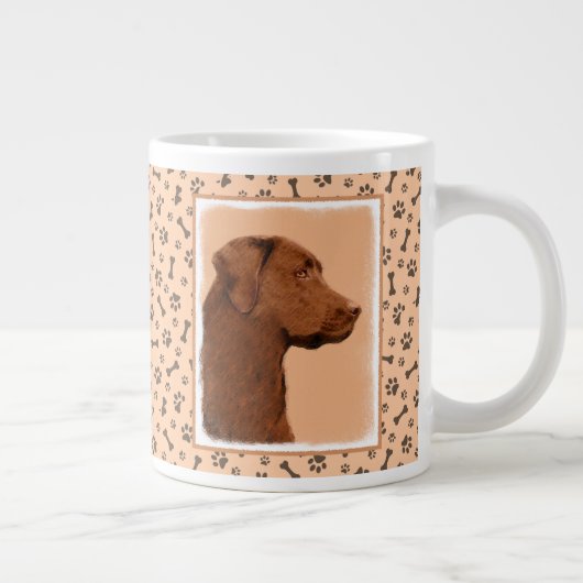 Grande Tasse Labrador Retriever (Chocolat) Peinture - Chien Art (Droite)