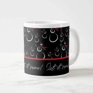Grande Tasse Laisser neiger hiver Snowman Famille Motif Noir