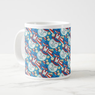 GRANDE TASSE L'AMÉRICANA FOLK ART PATRIOTIQUE HOMME DANS LA LUN