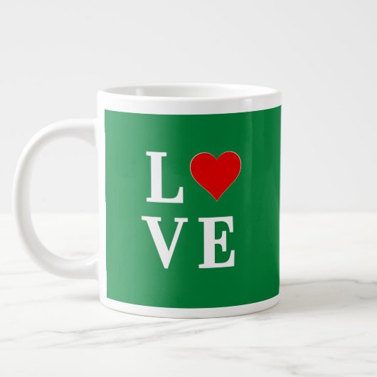Grande Tasse L'AMOUR et le coeur verts (Gauche)