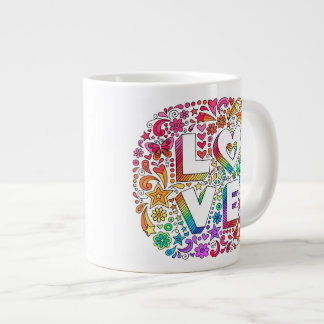 Grande Tasse L'AMOUR psychédélique super ENORME gribouille le ♥