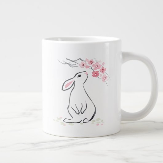 Grande Tasse Lapin blanc et fleur de Sakura (Droite)