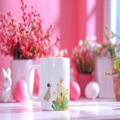 Grande Tasse Lapin et Oiseau de Whimsical en Fleur - Plage de p
