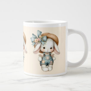Grande Tasse Lapin mignon dans les couloirs avec Casquette pail