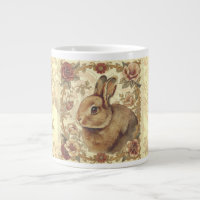 Lapin Vintage, Motif Classique de Lapin et de Fleu