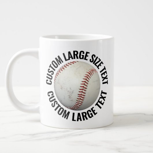 Grande Tasse Large Size Personalized Text Baseball Image Custom (Gauche)