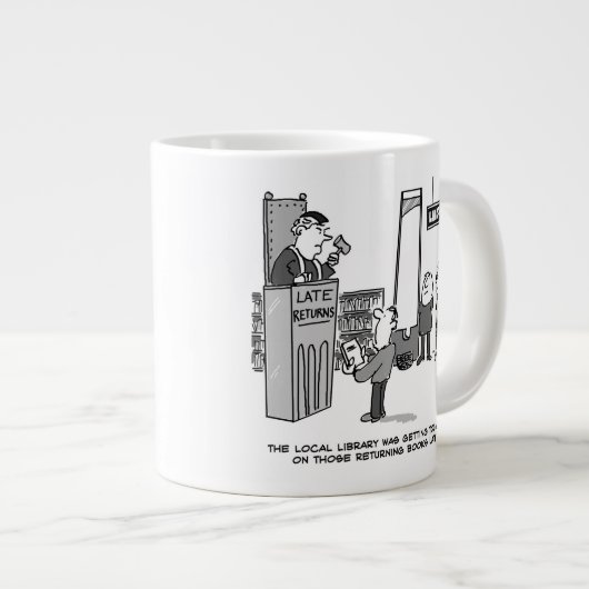 Grande Tasse Late Library Book. Pénalité sévère pour les retour (Devant droit)
