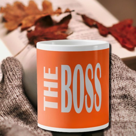 Grande Tasse LE BOSS - texte en gras - néon orange