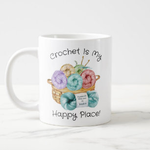Grande Tasse Le crochet est mon endroit heureux Personnalisé