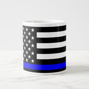 Grande Tasse Le drapeau américain blanc et noir de la Ligne ble