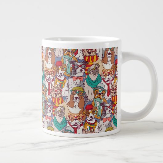 Grande Tasse Le Motif de la mode des chiots (Droite)