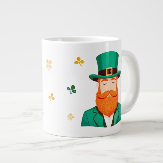 Grande Tasse Leprechaun Clover Shamrock Patrick's Day (Devant droit)