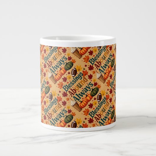 Grande Tasse Les Bénédictions Abondent Toujours Design Automne (Devant)