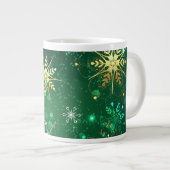 Grande Tasse Les flocons dorés de Noël sur l'Arrière - plan ver (Devant droit)