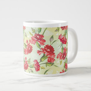 Grande Tasse Les oeillets rouges en vert avec des papillons