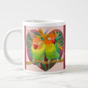 Grande Tasse Les perroquets dans le coeur; personnalisez nos no