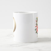 Grande Tasse Lettre D Monogramme or | Rose Blanc Vert Floral (Devant)