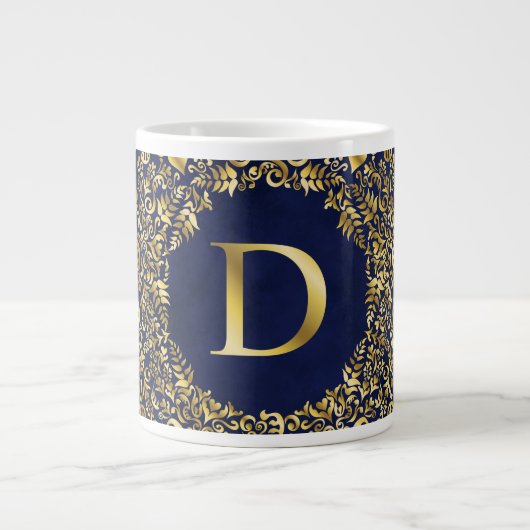 Grande Tasse Lettre D or Damask Pattern (Devant)