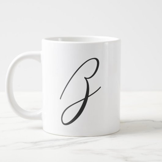 Grande Tasse Lettre initiale de script personnalisée | Monogram (Gauche)
