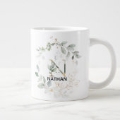 Grande Tasse Lettre N Monogramme initial Courbe verte avec or (Droite)