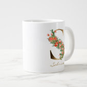 Grande Tasse Lettre S Monogramme Or Floral Orange (Devant droit)