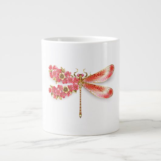 Grande Tasse libellule de fleurs avec sakura de bijoux (Devant)