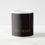 Grande Tasse Licorice Black Gold Minimalist Plain Modern Name<br><div class="desc">Modern minimalist plain design</div>