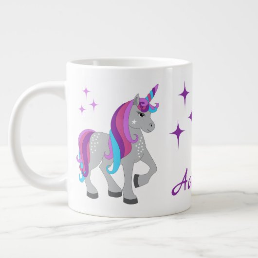Grande Tasse Licorne Mignonne & Étoiles (Gauche)