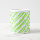 Grande Tasse Lime vert et blanc cinq bandes motif (Devant)