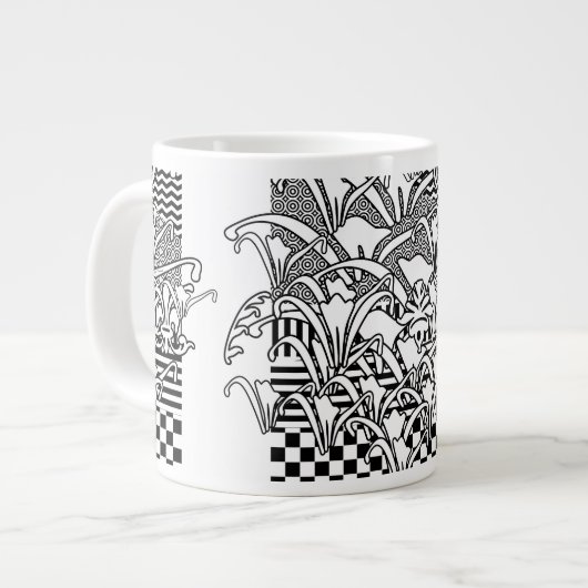 Grande Tasse Lis en noir et blanc (Devant gauche)