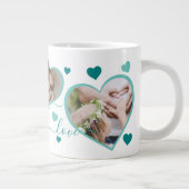 Grande Tasse Live Laugh Love Coeurs photo Turquoise (Droite)