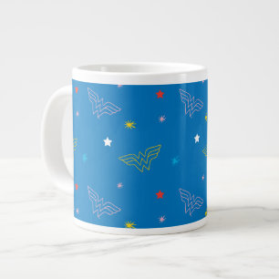 Grande Tasse Logo de Wonder Woman et étoiles motif bleu
