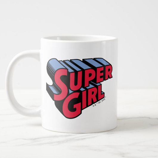 Grande Tasse Logo du nom empilé de la superfille rouge et bleue (Gauche)
