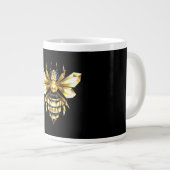 Grande Tasse Logo Faux Gold Foil Bee Polygonal sur Noir (Devant droit)