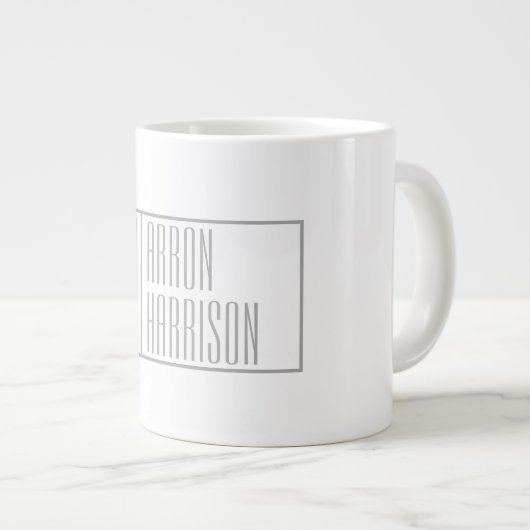 Grande Tasse Logo Moderne Grey Initiales & Nom (Devant droit)