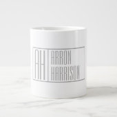 Grande Tasse Logo Moderne Grey Initiales & Nom (Devant)