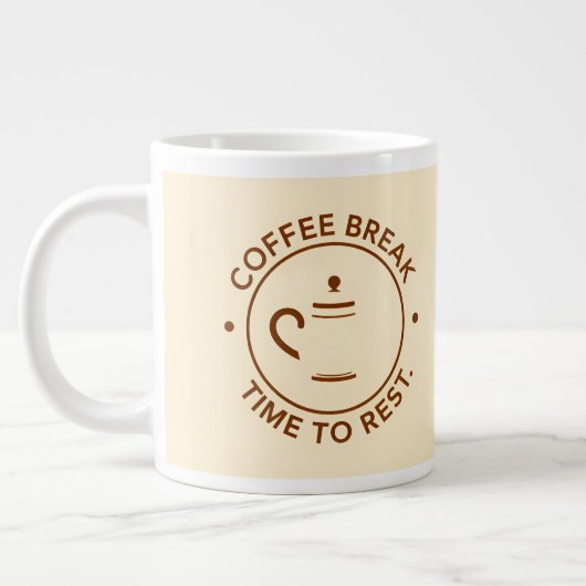 Grande Tasse Logo Pause Café sur Fond Beige (Gauche)